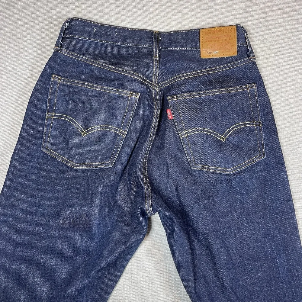 Levis 501 Jeans Men 26x30 Raw Indigo Selvedge Denim 150th Anniversary Button Fly